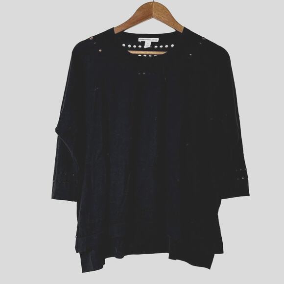 Cotton by Autumn Cashmere Black Sweater Cut-Out Detail Oversized Medium - Picture 1 of 6